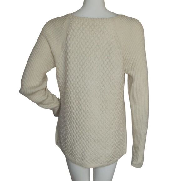 CALVIN KLEIN Sweater, L, Mixed texture knit, Long sleeve, Cream, Crew neck - Picture 5 of 10